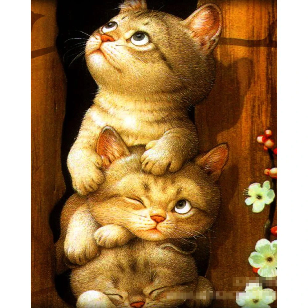 LaoJieYuan animal Lovely cats DIY Crystal full 5D plastic diamond painting cross stitch kit art 3Dmosaic square rhinestone | Дом и сад