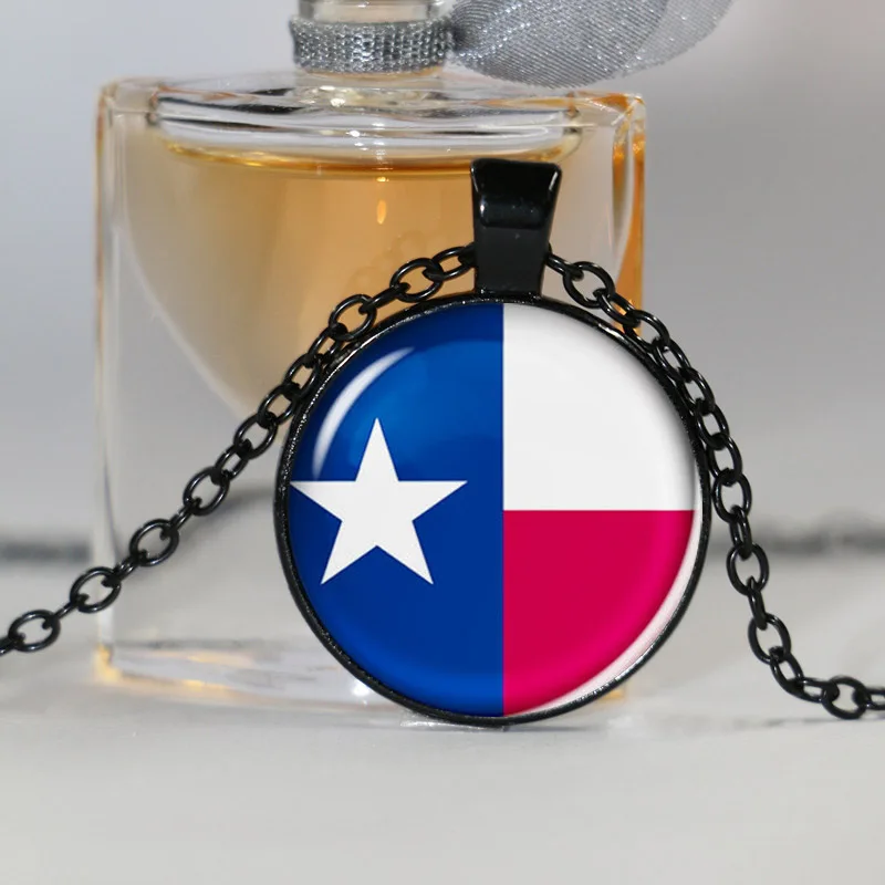 Diy Ювелирный винтажный воротник hechos a mano foto ee. uu. Стеклянный купол bandera de Texas colgante plata