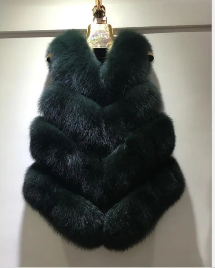 

Fashion Women Import Coat Fur Vests High-Grade Faux Fur Coat Arrival Winter Warm Fox Fur Long Vest Women's Jacket