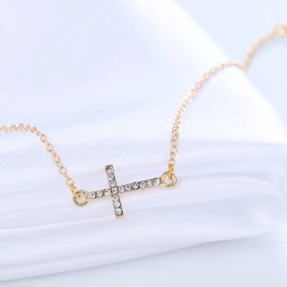 QIMING Gold fashion Cross Crystal Bracelets Bangles Christian Jesus Nazarene Jewelry Gift for Women Girls | Украшения и