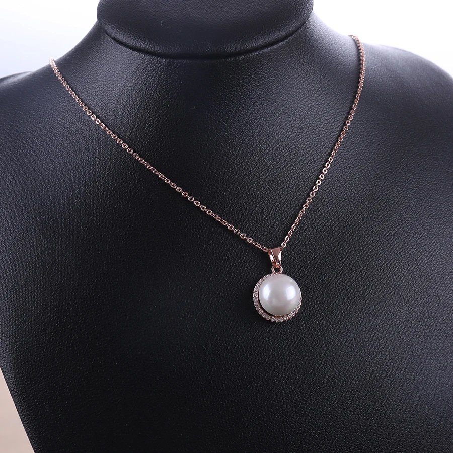 Semiround Simulated-pearl Pendants &amp Necklaces Link Chain For Women AAA Cubic Zirconia Crystal Gift Wedding Female Bijouterie | Украшения