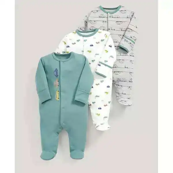 Детские пижамы из хлопка для новорожденных bebe одежда 3 шт Одежда для девочек единорожки Пижама для младенцев Одежда для мальчиков комбинезон для малышей - Цвет: Green white