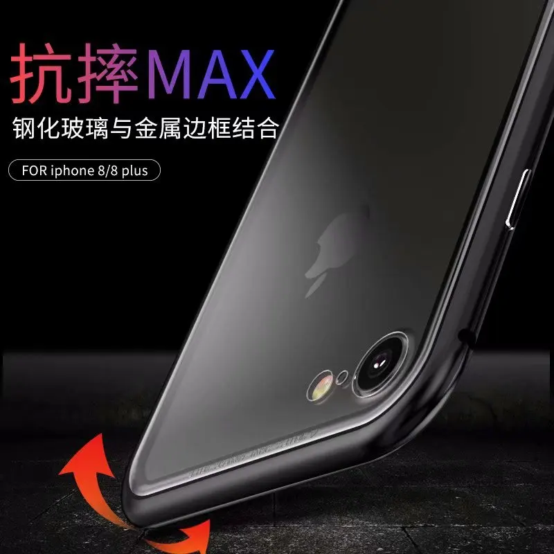 LUPHIE для iPhone 8 7 чехол роскошный Магнитный 9 H закаленное стекло задняя панель и металлический бампер броня для iPhone8 чехол противоударный