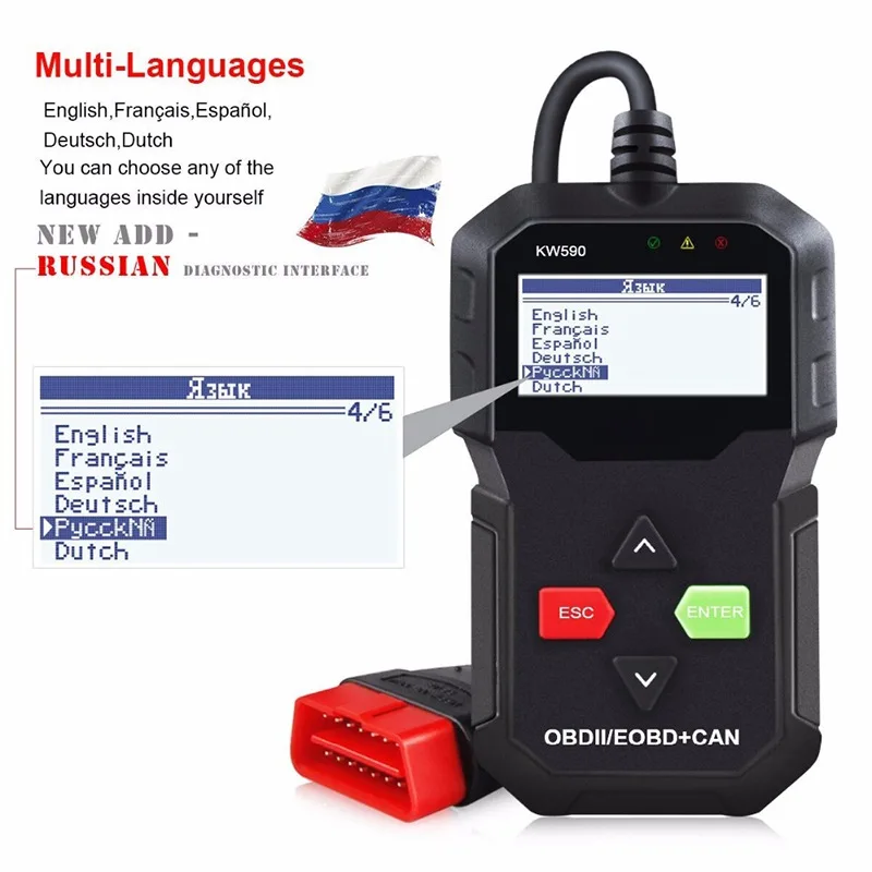 VicTsing Obd2 считыватель кодов Авто сканер OBD2 автомобильный сканер KONNWEI KW590 сканер автомобильный диагностический сканер инструмент OBDII для Ford