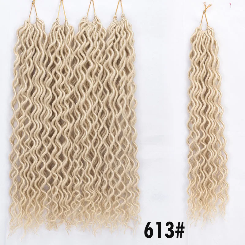 #613 Doris beauty Goddess Faux locs CURLY, вязанные крючком косички, волосы, 24 корня, 18 дюймов, Омбре, синтетические дреды, волосы для наращивания для женщин - Цвет: #613