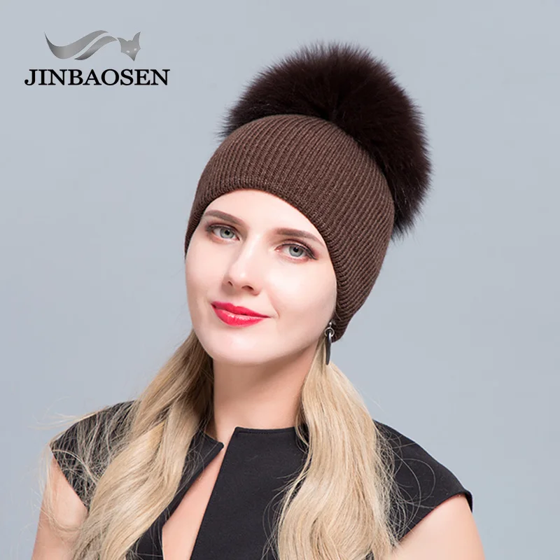 JINBAOSEN Новая Вязаная меховая шапка зимняя теплая Защитная Кожаная с ушками из меха