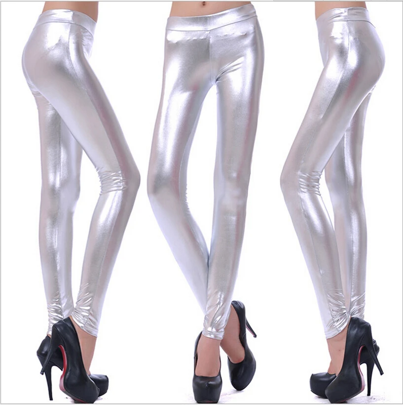 Женские леггинсы из искусственной кожи кожаные брюки с заниженной талией яркие
