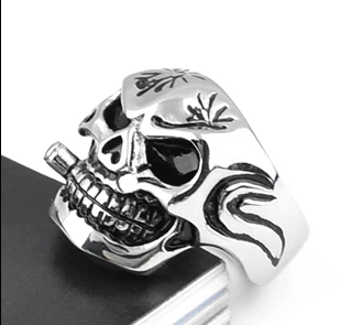 

wholesale 316L Stainless Steel finger rings men skull Head skeleton jewelry