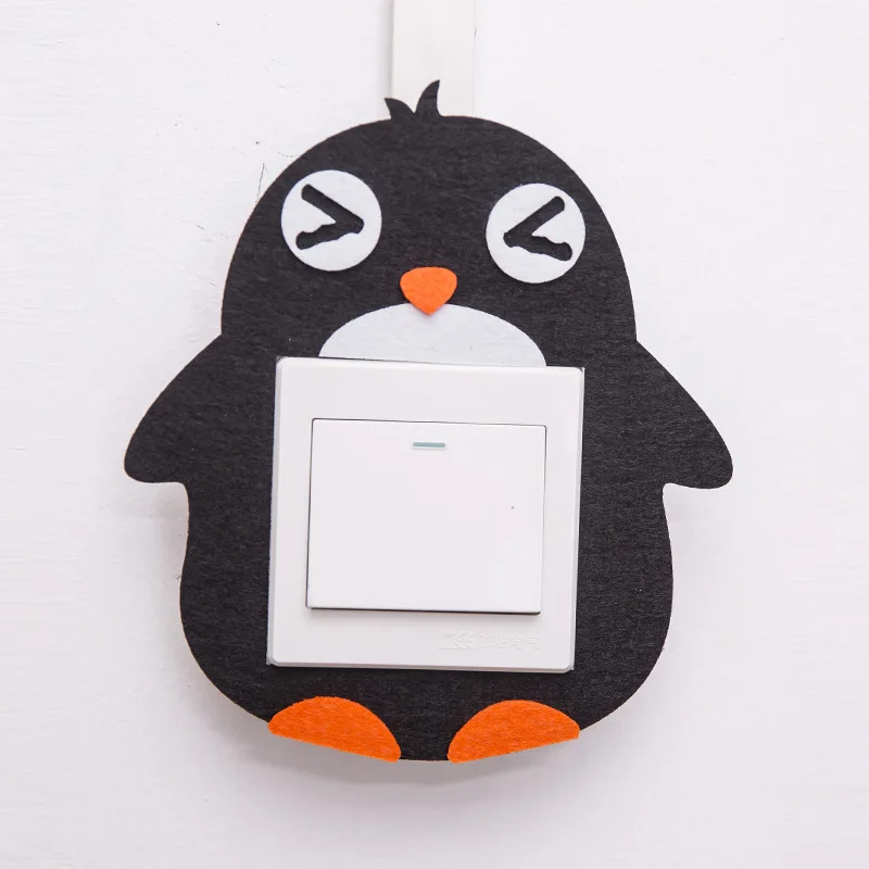Cartoon animal felt hollow-out switching sticker Creative cute home decoration wall stickers affixed hollow switch socket | Дом и сад
