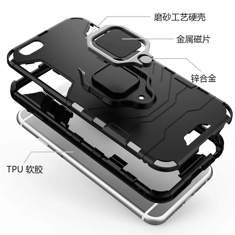 Броня чехол для iphone 7 plus 8 X противоударный ПК Прочный пальцем металлическое