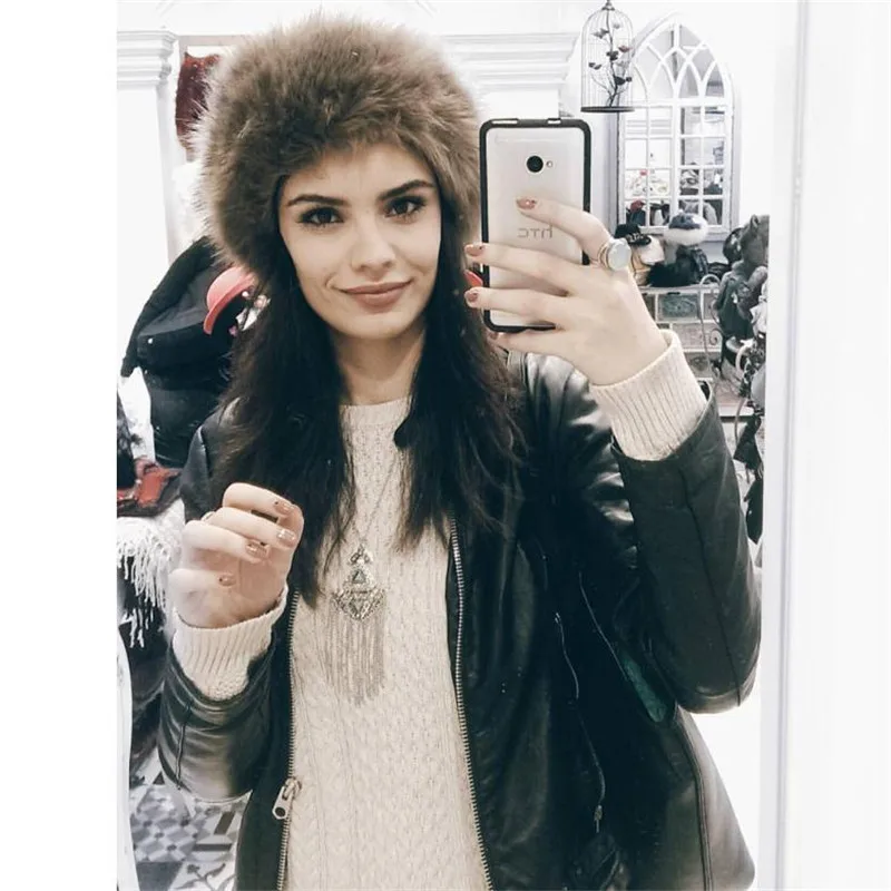 Шапка из лисьего меха, круглая, плоская, имитация меха, шапка с ушками, теплая, осенняя и зимняя, меховая, русская монгольская шапка, модная