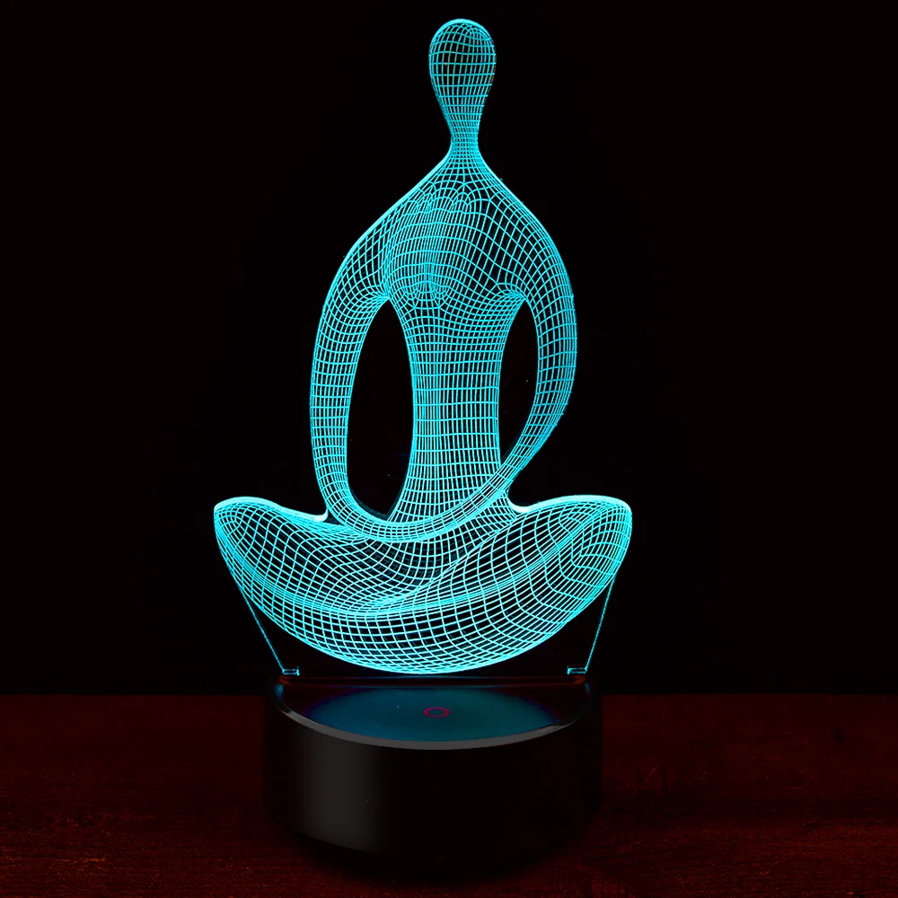 Медитация Йога акрил 7 цветов 3D LED Иллюзия Ночник светильник для спальни лампы