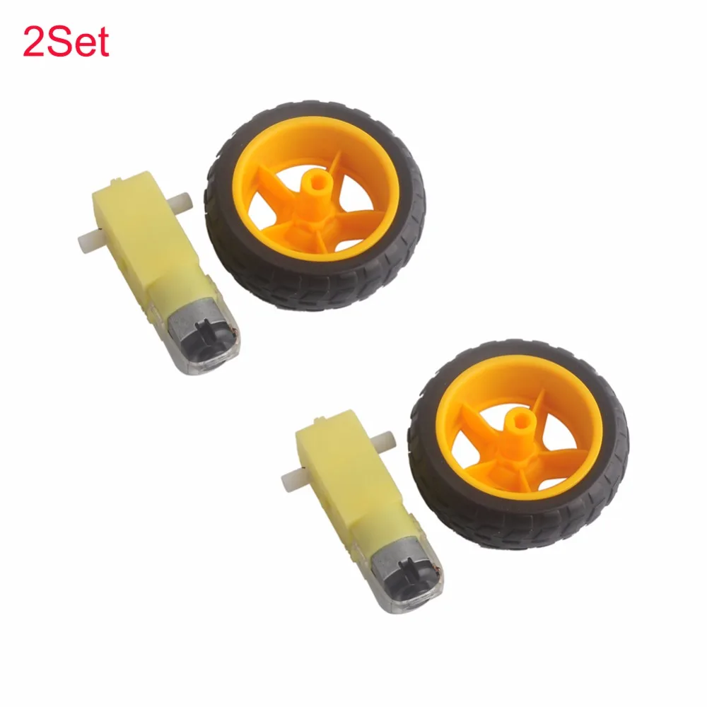 

2Set Tire Wheel with Gear Motor 1:48 Dual Shaft for Smart Car Robot FZ0395C