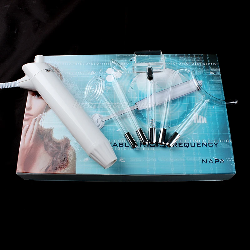 Высокочастотная машина с 5 фиолетовыми оранжевыми электродами для ухода за кожей