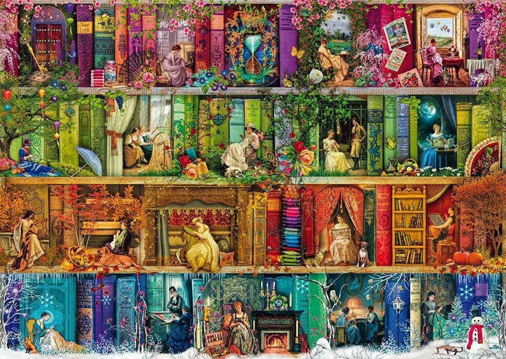 

oneroom Four season shelf Exquisite Handmade Needlework Embroidery DIY DMC Cross Stitch Kits Crafts 14CT Unprinted