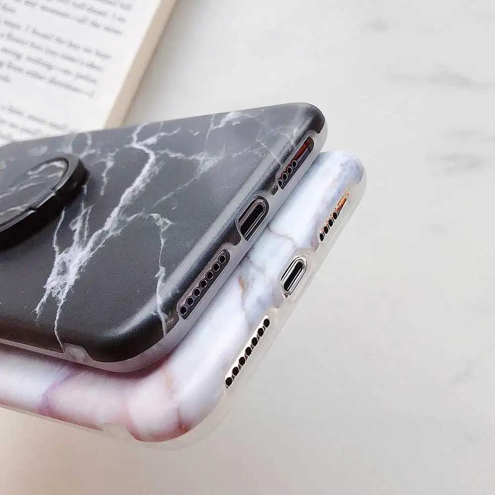 Boucho Phone Ring Case For iphone XS MAX XR Classic Marble Cases With Finger 6 6S 7 8 Plus X Soft Cover |