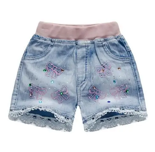 Продажа в розницу! Стильные джинсовые шорты для девочек Летние хлопковые с