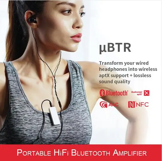 FiiO uBTR Bluetooth 4 1 спортивные аудио музыка беспроводной приемник suppot aptX/AAC/NFC с Micphone Vol