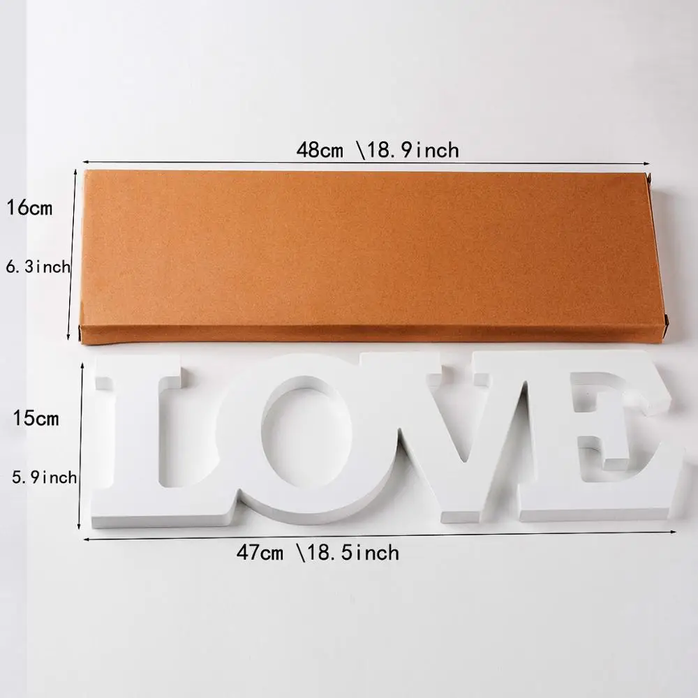 Высокое качество деревянный белый любовь письмо декоративное украшение спрей