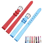 Высококачественный Шелковый + Натуральный кожаный ремешок для часов 6 мм 8 мм 10 мм фиолетовый с золотой пряжкой для женских наручных часов