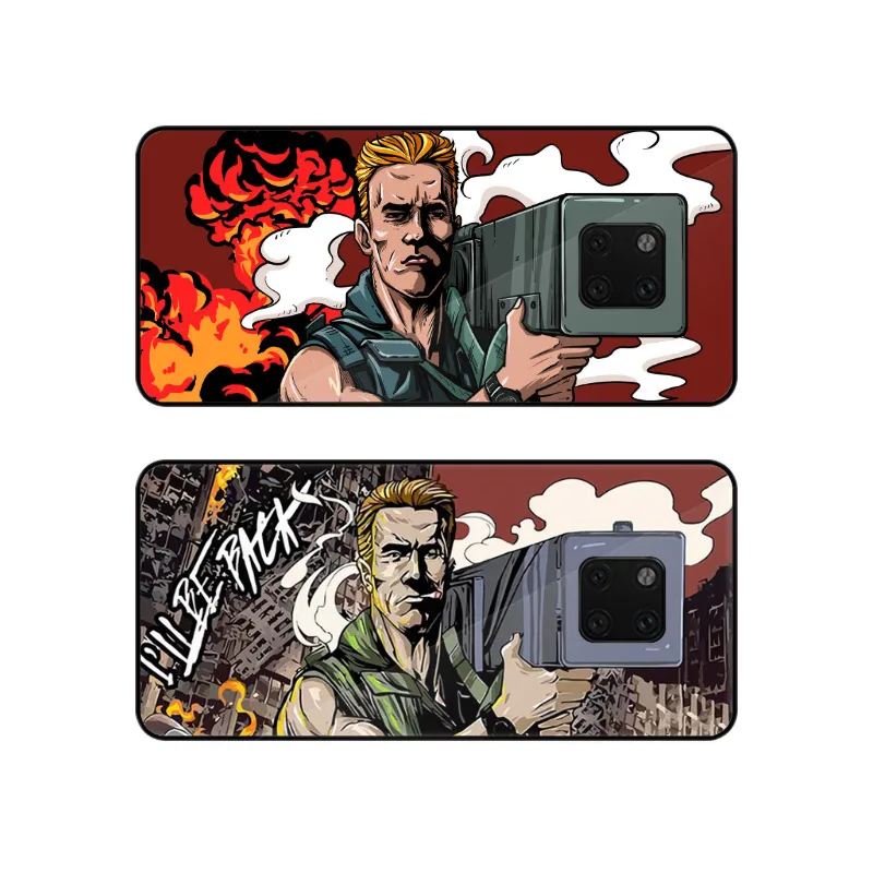 For Huawei Mate 20 Pro Case Schwarzenegger Printed Rocket Glass Cover pro Cartoon Fire Bag |