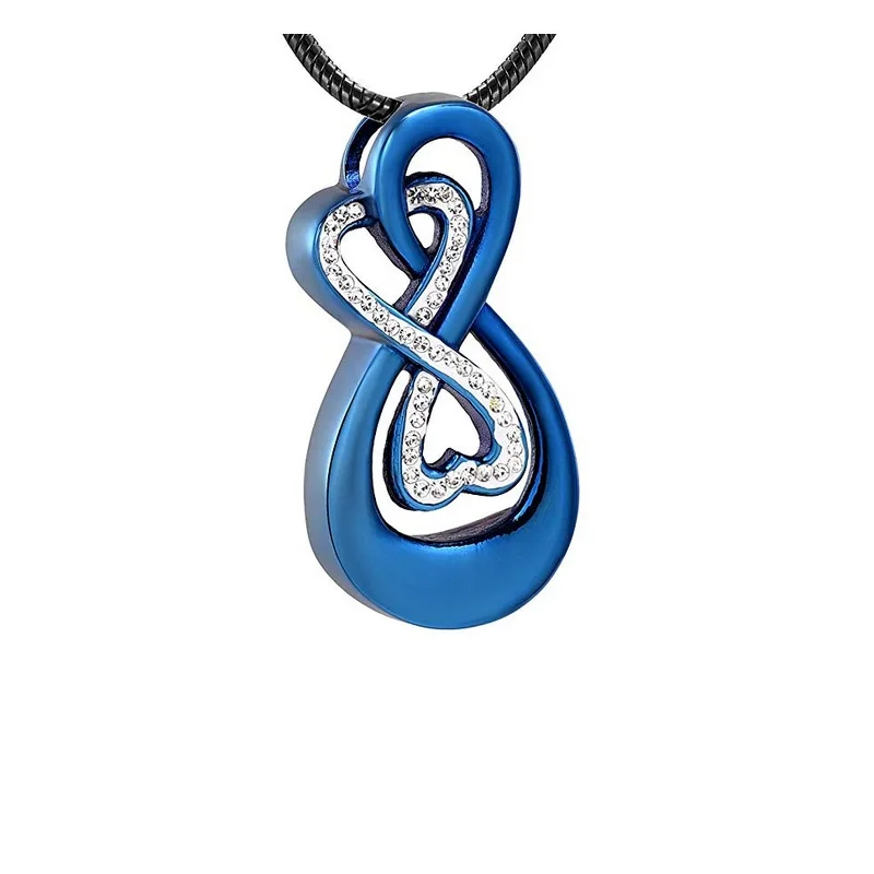 T005 Eternal Love Crystals Inlay Infinity Cremation Urn Women Accessories Necklace Funeral Urns Ashes Holder Memorial Jewelry | Украшения и