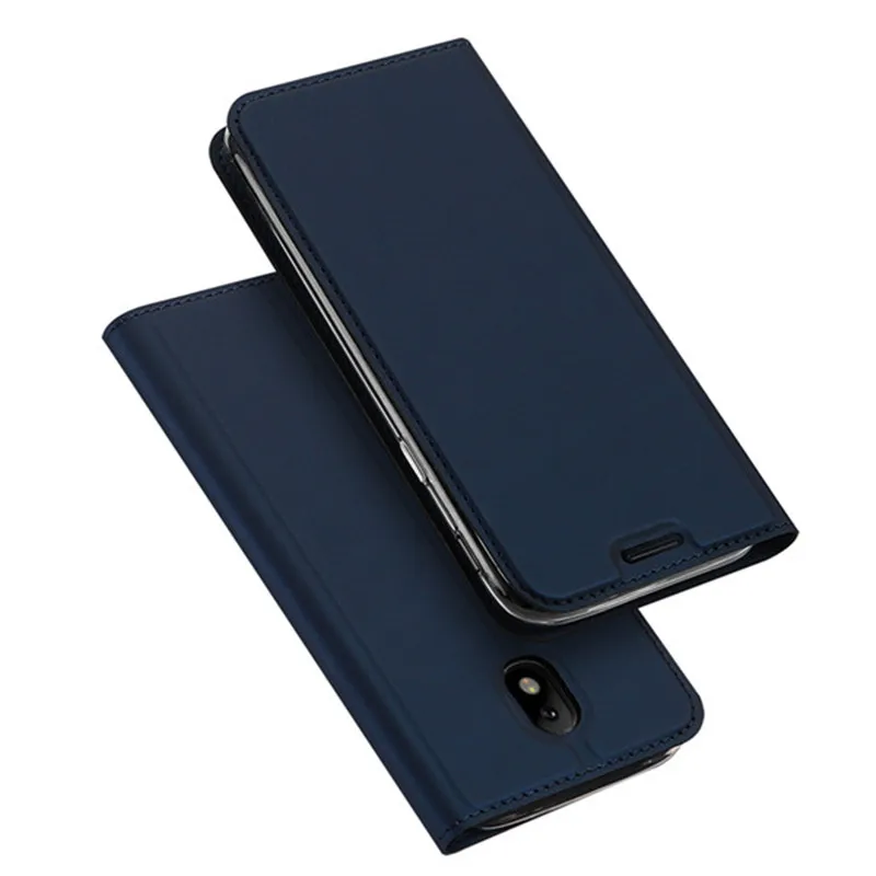 blue DUX DUCIS Роскошный кожаный чехол-бумажник для Samsung Galaxy J3, J5, J7 года в деловом стиле с карманом для карт чехол-книжка - Цвет: blue