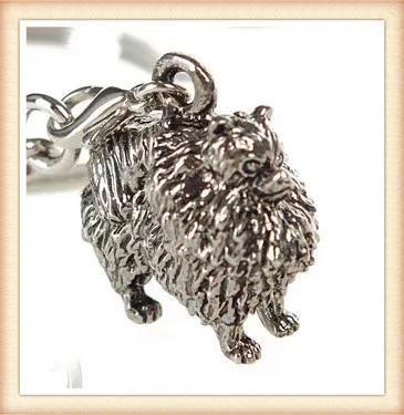 Новая мода ручная работа цепочка для ключей с животными милая Померанская собака