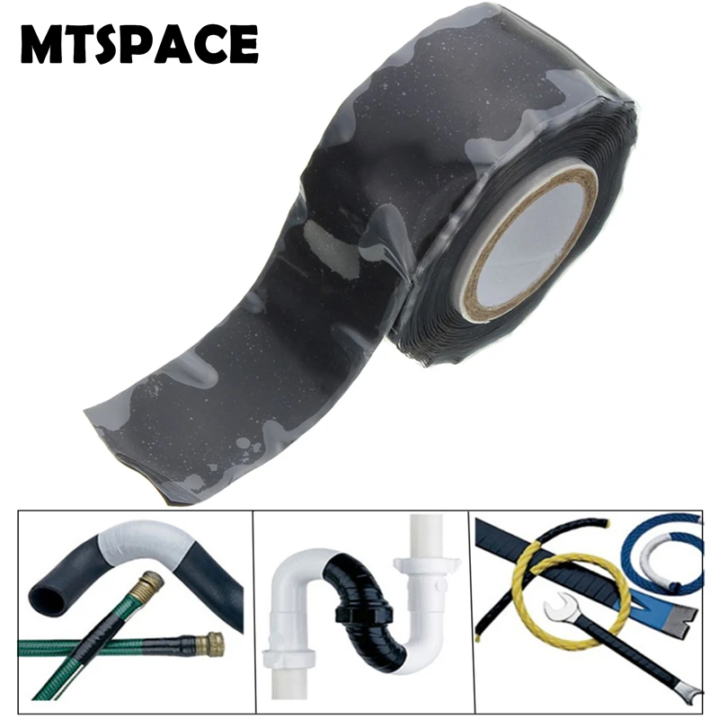 MTSPACE черная 25 мм 3 метра Водонепроницаемая силиконовая лента для ремонта