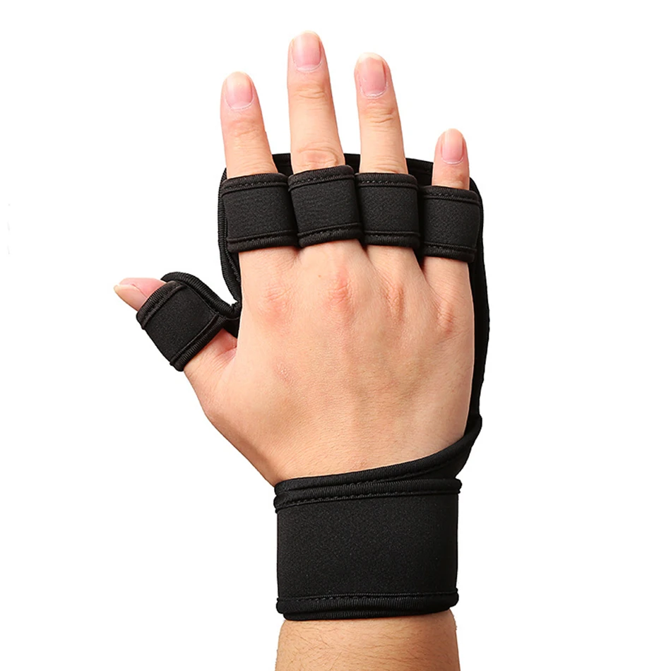 WorthWhile Half Finger Gym Fitness Gloves Hand Palm Protector with Wrist Wrap Support Crossfit Workout Power Weight Lifting