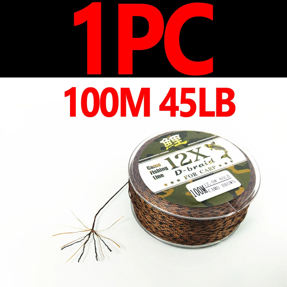 45LB X 100m JIGEECARP 50 м/100 м леска для ловли карпа, плетеная леска коричневого и зеленого цвета, леска для ловли карпа грубого уровня, леска для раковины 25 фунтов 35 фунтов 45 фунтов 60 фунтов - Цвет: 45LB X 100m