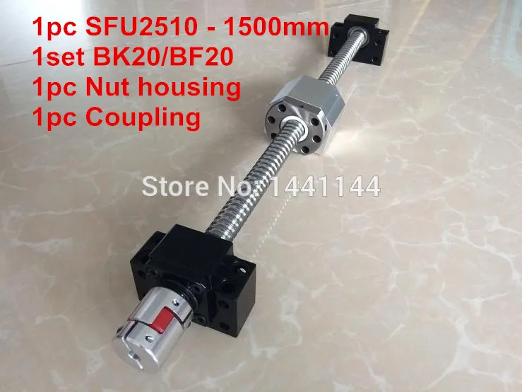 

SFU2510- 1500mm ball screw with ball nut + BK20 / BF20 Support + 2510 Nut housing + 17*14mm Coupling