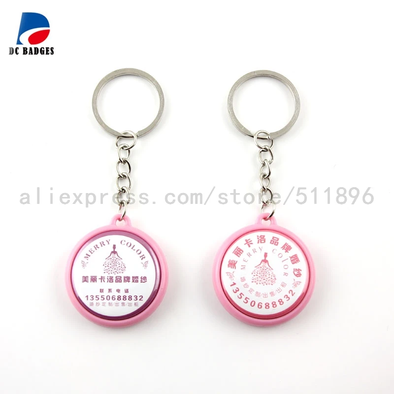 

free shipping Newest Double-side 32mm mix colorful button keychain material 500sets