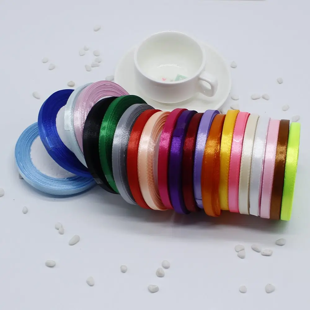 Атласная лента для свадебной вечеринки 6 мм 25 ярдов 22 м|25 yard|silk satin ribbonsatin ribbon |