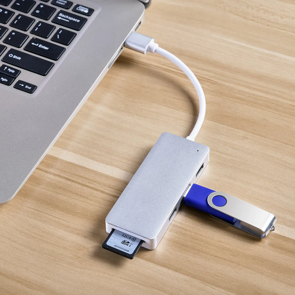 Kinganda NEW USB Hub High Quality Aluminum Alloy Card Reader 3 Ports 3.0 SD TF Adapter Combo Gray #30 L0405 | Компьютеры и офис