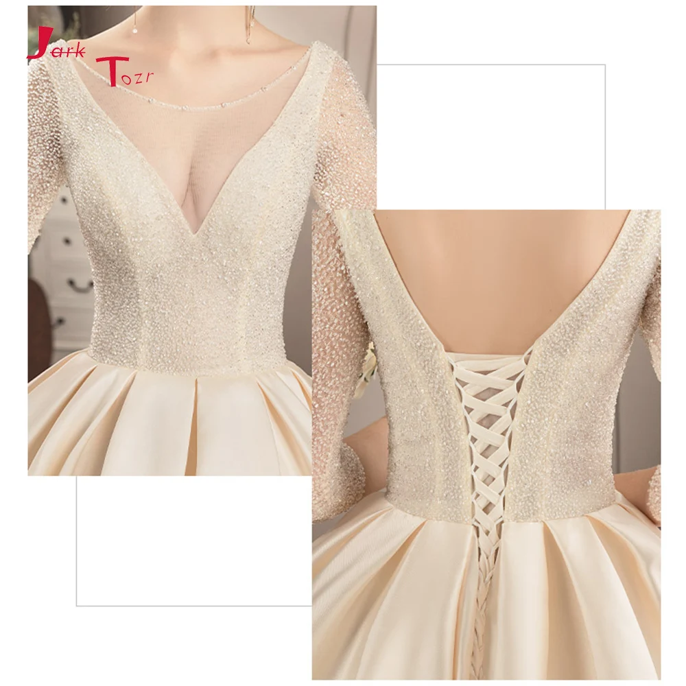 Robe De Mariage индивидуальный заказ полный Бисер с рукавом три четверти Лучший Франция