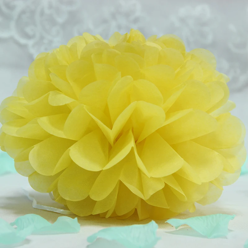 Lemon Flower 4-6-8-10-12-14-16inch круглый бумажный фонарь ткань цветочные шары из бумаги для свадьбы День рождения декорация рукоделие хобби поставки - Цвет: Lemon Flower