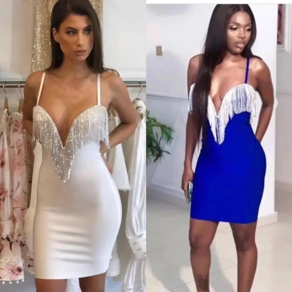 Женское Бандажное платье без рукавов голубое розовое желтое с кисточками для