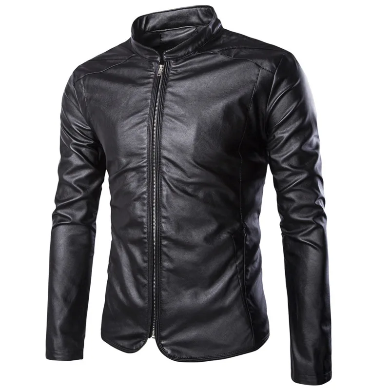 

New Fashion Men Motorcycle Mens Leather Coat Men Man Jackets PU Jacket Slim Fit 2colour