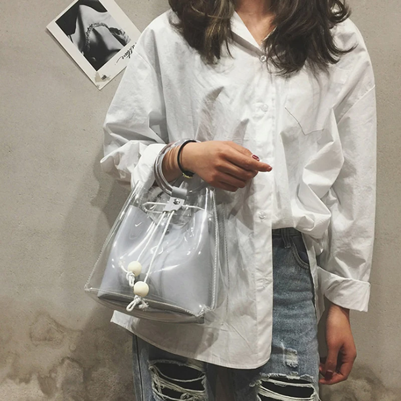 

Transparent Bucket Women Bags Candy Color Shoulder Bag Ladies Handbags Casual Bag Bolsas De Mujer Handtassen Dames Sac A Main