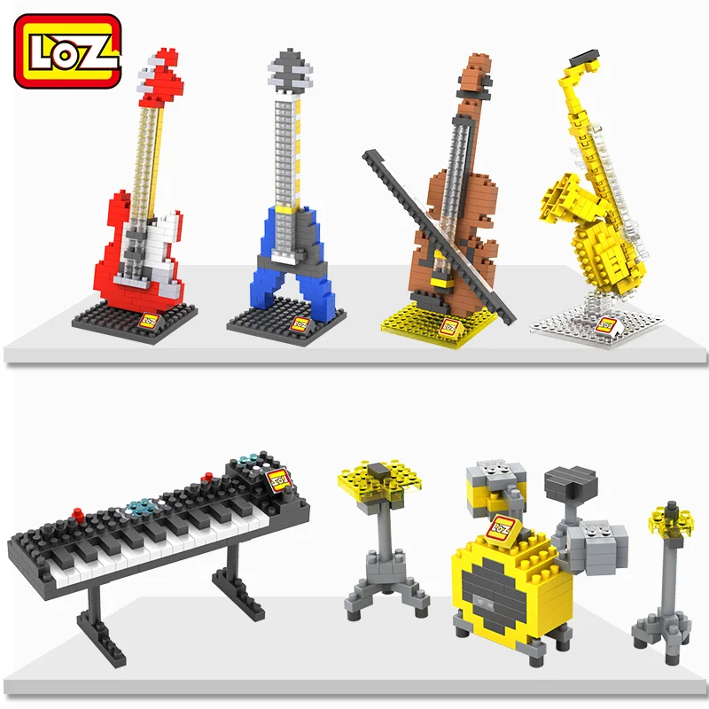 Loz музыкальный инструмент конструктор игрушка пианино гитара бас скрипка