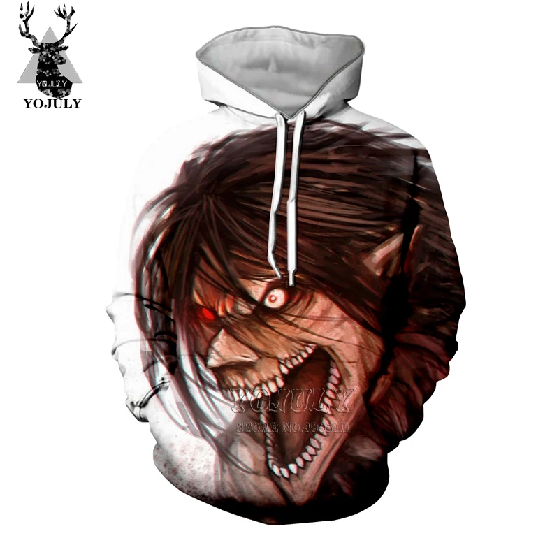 YOJULY 3D принт унисекс Shingeki No Kyojin Attack on Titan Eren Jaeger футболка/Толстовка/толстовки с