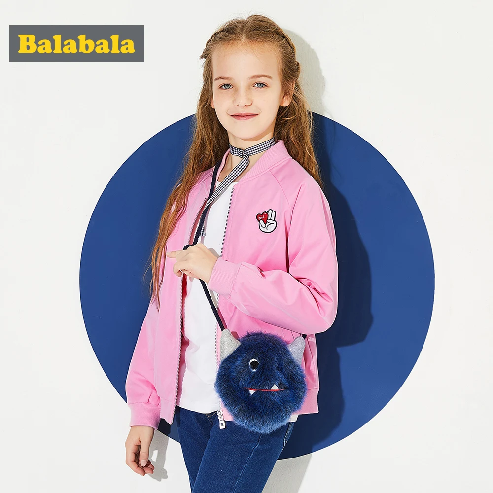 Balabala/бейсбольная куртка с вышивкой и карманами для девочек на молнии Бейсбольный