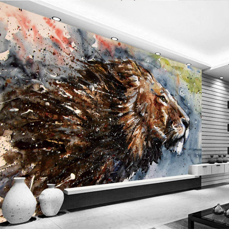 Пользовательские фото Paintting обои Холст Современные животные Лев стены гостиной