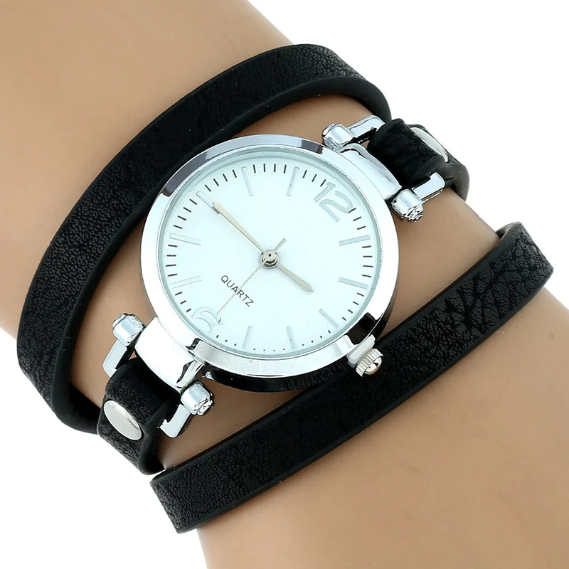 Женские наручные часы Gnova платиновые с большим ремешком из искусственной кожи