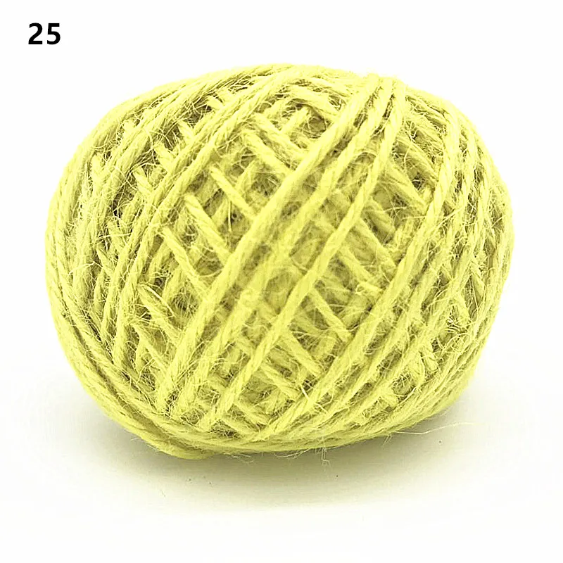 25 Light yellow Пеньковая веревка 50 м диаметр 2 мм многоцветная пеньковая веревка DIY аксессуары для рук в стиле ретро цветная подарочная упаковочная веревка - Цвет: 25 Light yellow