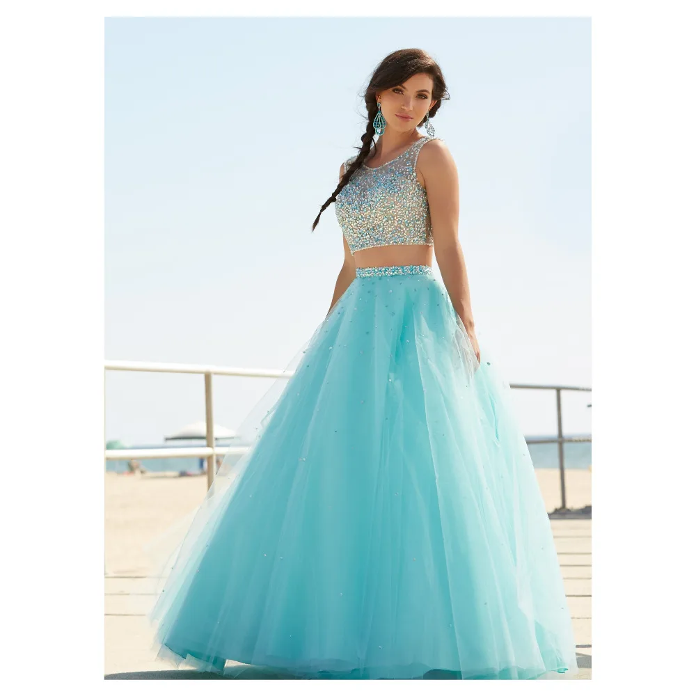 Кристаллы белого двух частей дешевые пром dress длинные полые назад a line тюль