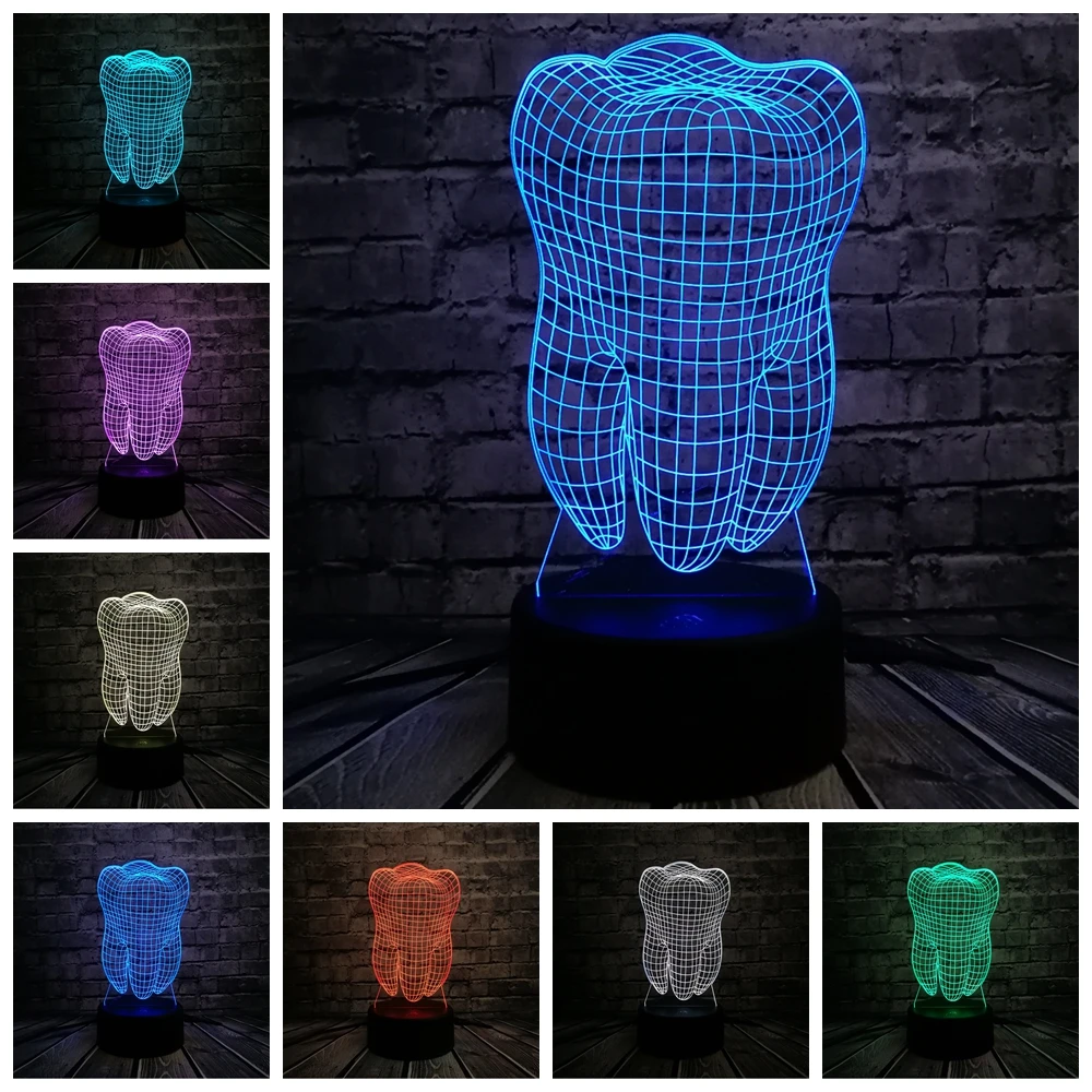 Новый крутой 3D зуб зубы LED USB лампа Атмосфера RGB ночник красочные детские игрушки
