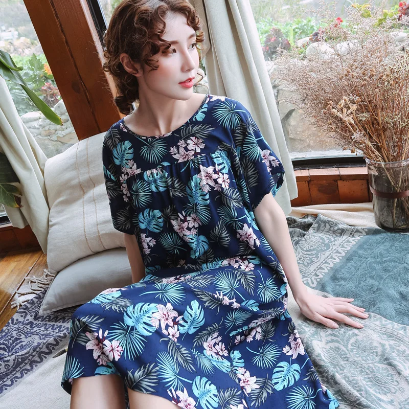 New Arrivals Vintage Sleepshirts Loose Home Dress Print Sleepwear Pregnant Women Sleep &amp Lounge Soft Cotton Nightgown Plus Size | Мать и