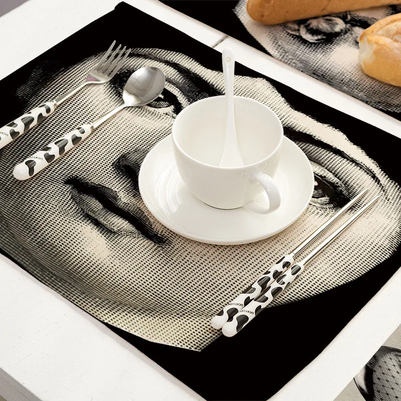 Ретро хлопок лен обеденный стол коврики Fornasetti девушка подложки под посуду кофе